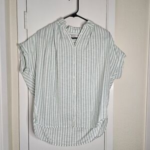 Madewell Green and White Casual Button Down Shirt Size XXS